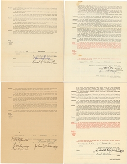 Lot of (8) 1920s-1930s Uniform Players Contracts (PSA/DNA, JSA & Beckett PreCert)